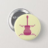 Retro Guitar Button, Magenta Ronde Button 5,7 Cm (Voorkant /achterkant)