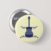 Retro Guitar Button, Navy Blue Ronde Button 5,7 Cm (Voorkant /achterkant)