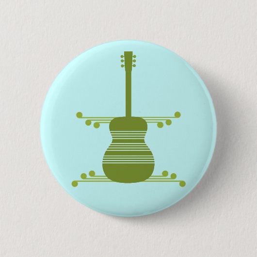 Retro Guitar Button, Olive Green Ronde Button 5,7 Cm (Voorkant)