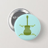 Retro Guitar Button, Olive Green Ronde Button 5,7 Cm (Voorkant /achterkant)