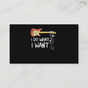 Retro Guitar en Cat Lover Meowy Ik doe wat ik wil Visitekaartje