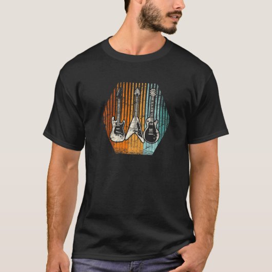 Retro Guitar Guitar Guitarist  Guitar T-shirt (Voorkant)