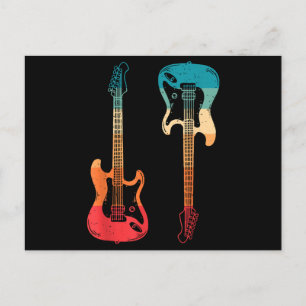 Retro Guitar Guitarist Electric Bass Guitar Rock M Briefkaart