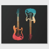 Retro Guitar Guitarist Electric Bass Guitar Rock M Cadeaupapier (Vlak)