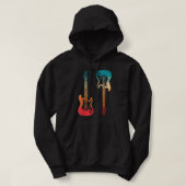 Retro Guitar Guitarist Electric Bass Guitar Rock M Hoodie (Design voorkant)
