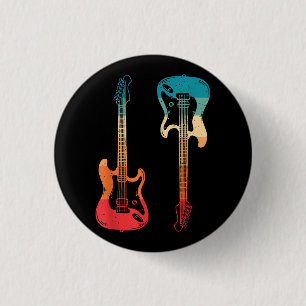 Retro Guitar Guitarist Electric Bass Guitar Rock M Ronde Button 3,2 Cm