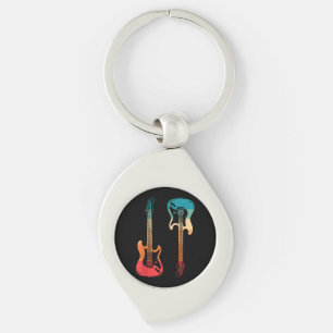 Retro Guitar Guitarist Electric Bass Guitar Rock M Sleutelhanger