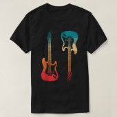 Retro Guitar Guitarist Electric Bass Guitar Rock M T-shirt (Design voorkant)