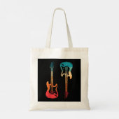 Retro Guitar Guitarist Electric Bass Guitar Rock M Tote Bag (Achterkant)