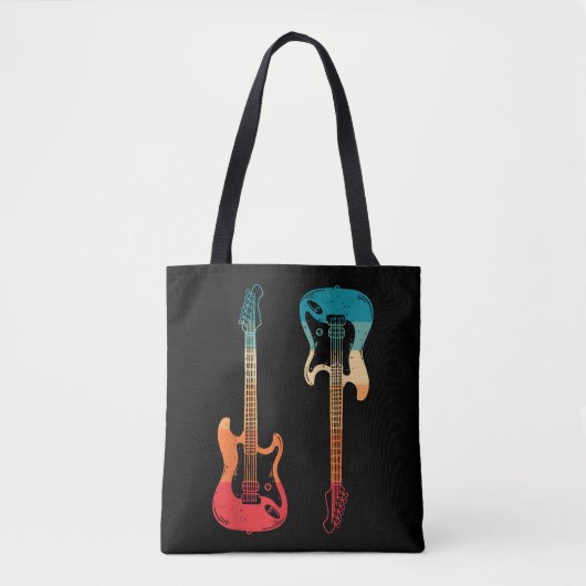Retro Guitar Guitarist Electric Bass Guitar Rock M Tote Bag (Voorkant)