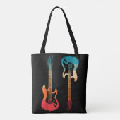 Retro Guitar Guitarist Electric Bass Guitar Rock M Tote Bag (Achterkant)