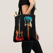 Retro Guitar Guitarist Electric Bass Guitar Rock M Tote Bag (Dichtbij)