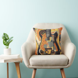 Retro Guitar Illustration Pillow Kussen