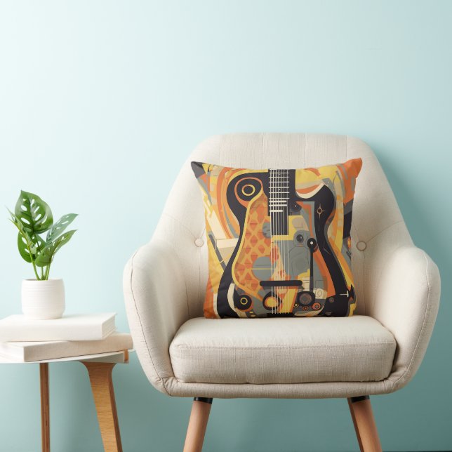 Retro Guitar Illustration Pillow Kussen (Stoel)