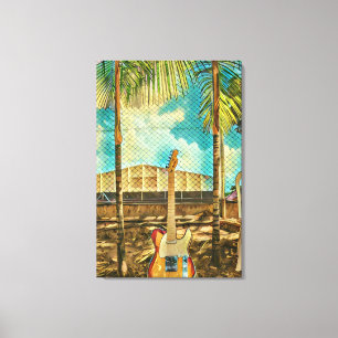 retro guitar lover gift canvas afdruk
