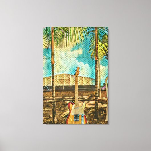 retro guitar lover gift canvas afdruk (Voorkant)