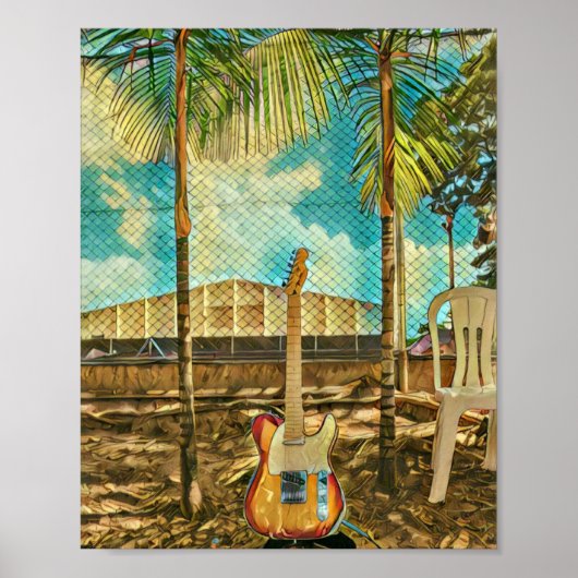 retro guitar lover gift poster (Voorkant)