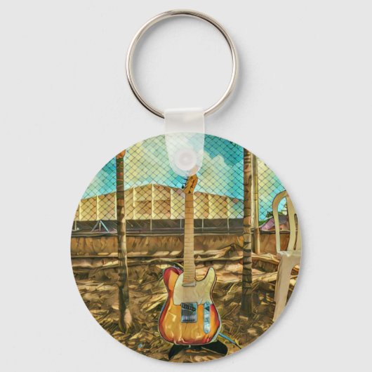 retro guitar lover gift sleutelhanger (Voorkant)