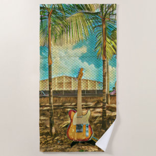 retro guitar lover gift strandlaken