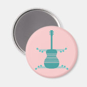 Retro Guitar Magnet, Blauwgroen Magneet (Voorkant / Achterkant)