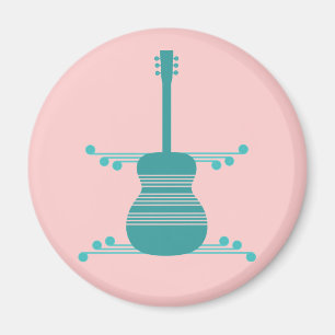 Retro Guitar Magnet, Blauwgroen Magneet