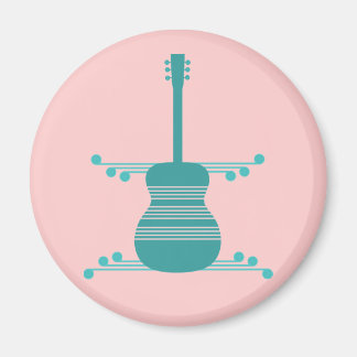 Retro Guitar Magnet, Blauwgroen Magneet