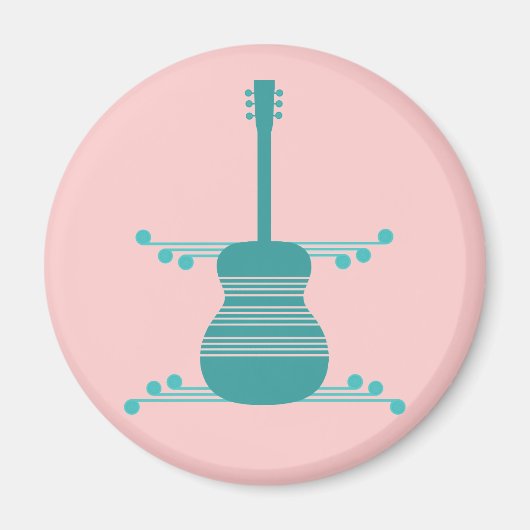Retro Guitar Magnet, Blauwgroen Magneet (Voorkant)