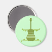 Retro Guitar Magnet, Olive Green Magneet (Voorkant / Achterkant)