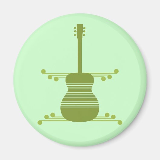 Retro Guitar Magnet, Olive Green Magneet (Voorkant)