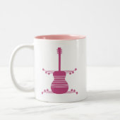Retro Guitar Mok, Magenta Tweekleurige Koffiemok (Links)