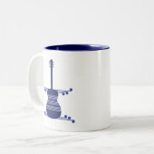Retro Guitar Mok, Navy Blue Tweekleurige Koffiemok (Voorkant links)