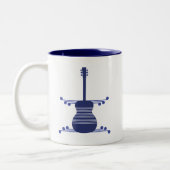 Retro Guitar Mok, Navy Blue Tweekleurige Koffiemok (Links)