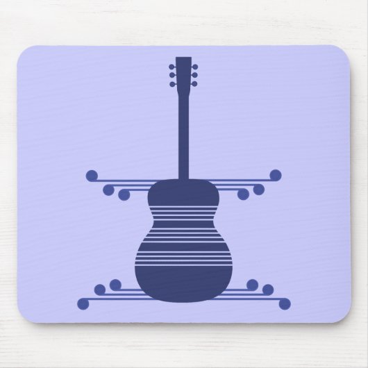 Retro Guitar Mousepad, Navy Blue Muismat (Voorkant)