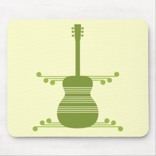 Retro Guitar Mousepad, Olive Green Muismat