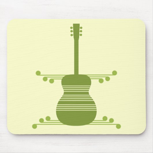 Retro Guitar Mousepad, Olive Green Muismat (Voorkant)