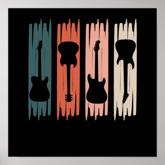 Retro Guitar Music Player Musician Guitarist Graph Poster (Voorkant)