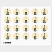 Retro guitar-muziek ronde sticker (Vel)