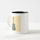 Retro guitar-muziek tweekleurige koffiemok (Voorkant links)