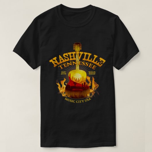 Retro Guitar Nashville Sunset Western T-shirt (Design voorkant)