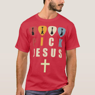 Retro Guitar Pick Jesus Music Christelijk gitarist T-shirt