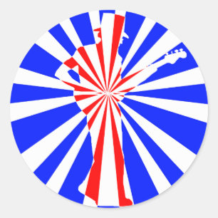 Retro Guitar Player Ronde Sticker