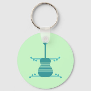 Retro Guitar Sleutelhanger, Blauwgroen Sleutelhanger