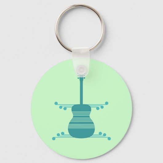 Retro Guitar Sleutelhanger, Blauwgroen Sleutelhanger (Voorkant)