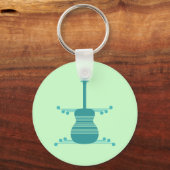 Retro Guitar Sleutelhanger, Blauwgroen Sleutelhanger (Voorkant)