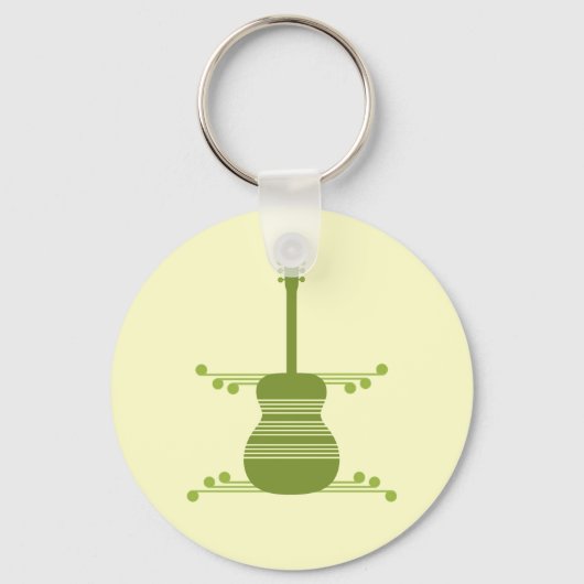 Retro Guitar Sleutelhanger, Olive Green Sleutelhanger (Voorkant)