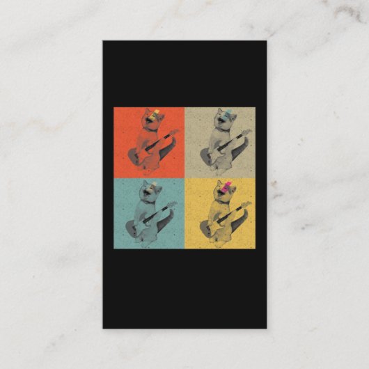 Retro Guitar speelt Cat Guitarist Visitekaartje (Voorkant)