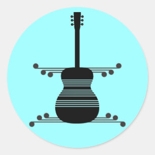 Retro Guitar-Stickers Ronde Sticker