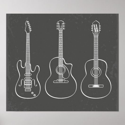 Retro guitar trio muziekillustratie poster (Voorkant)