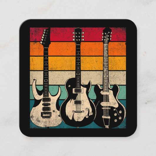 Retro Guitar Vierkante Visitekaartje (Voorkant)