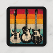 Retro Guitar Vierkante Visitekaartje (Achterkant)